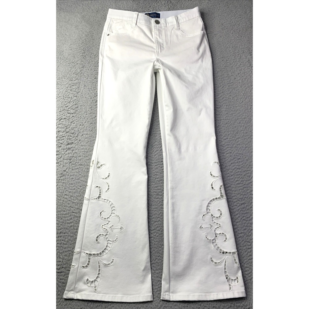 Democracy Jeans Womens Size 4 White Ab Solution Flare Eyelet Lower Leg Mid Rise